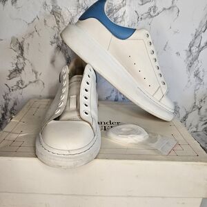 Alexander McQueen White and Blue Sneakers. Size 41/8 US